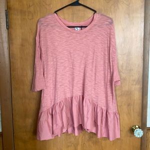 Akemi & Kin Pink Ruffle Tee Sz S